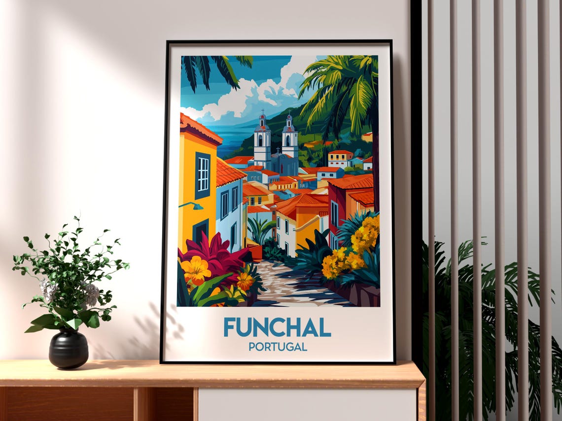 Funchal Travel Poster, Madeira, Portugal