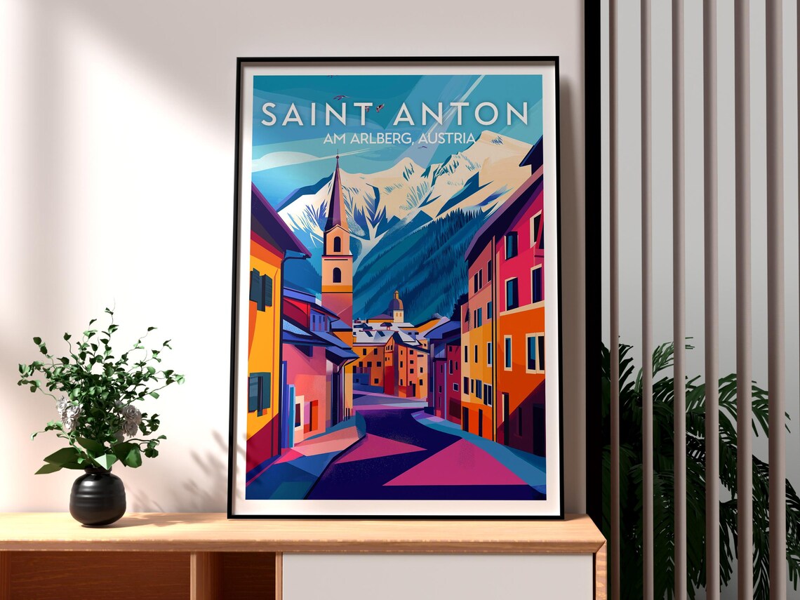 Saint Anton Am Arlberg Austria Alpine Ski Town Street Travel Poster