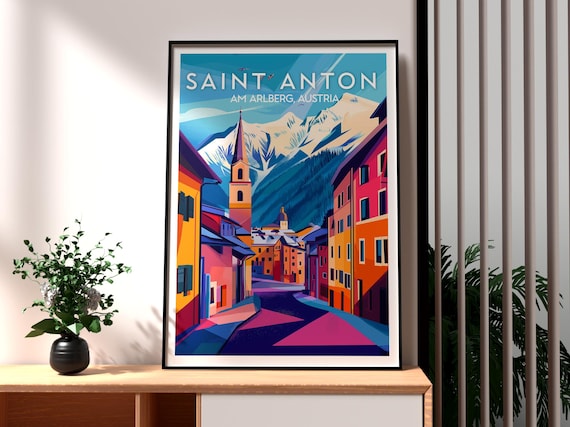 Saint Anton Am Arlberg Austria Alpine Ski Town Street Travel Poster