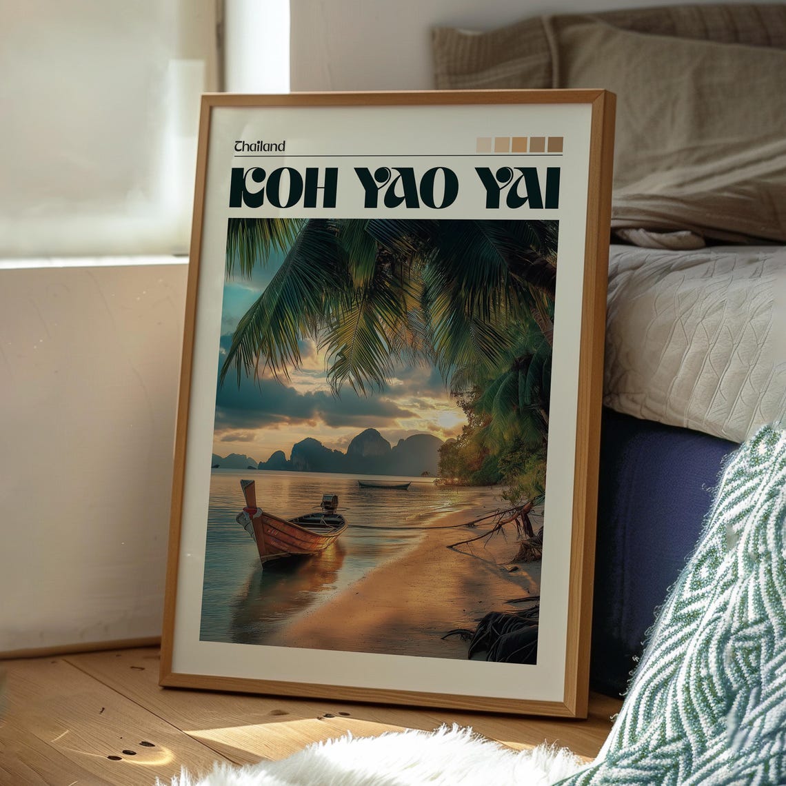 Koh Yao Yai Thailand Longtail Boat Sunset Beach Travel Poster - Image 3