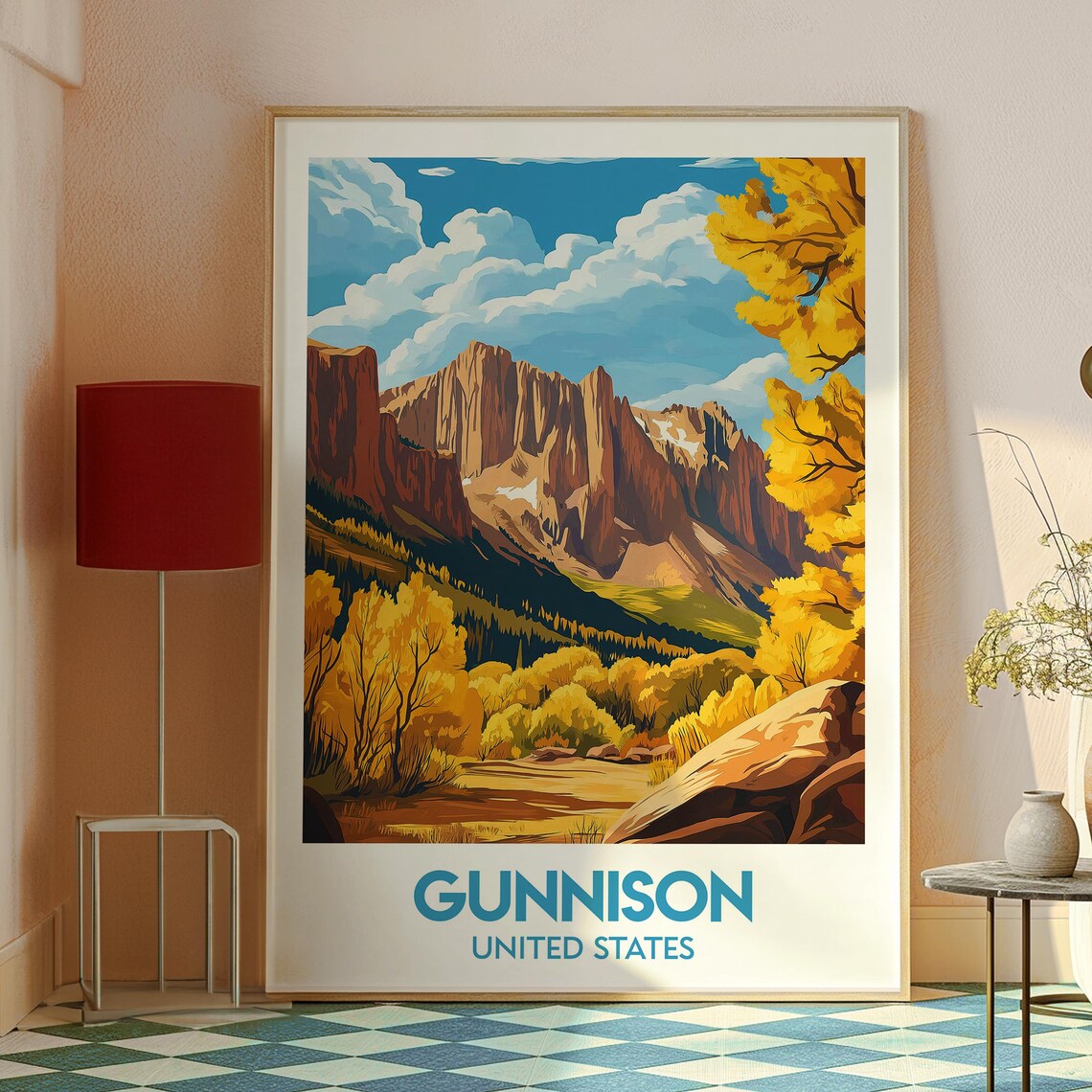 Gunnison USA Autumn Canyon Golden Valley Fall Landscape Poster - Image 2