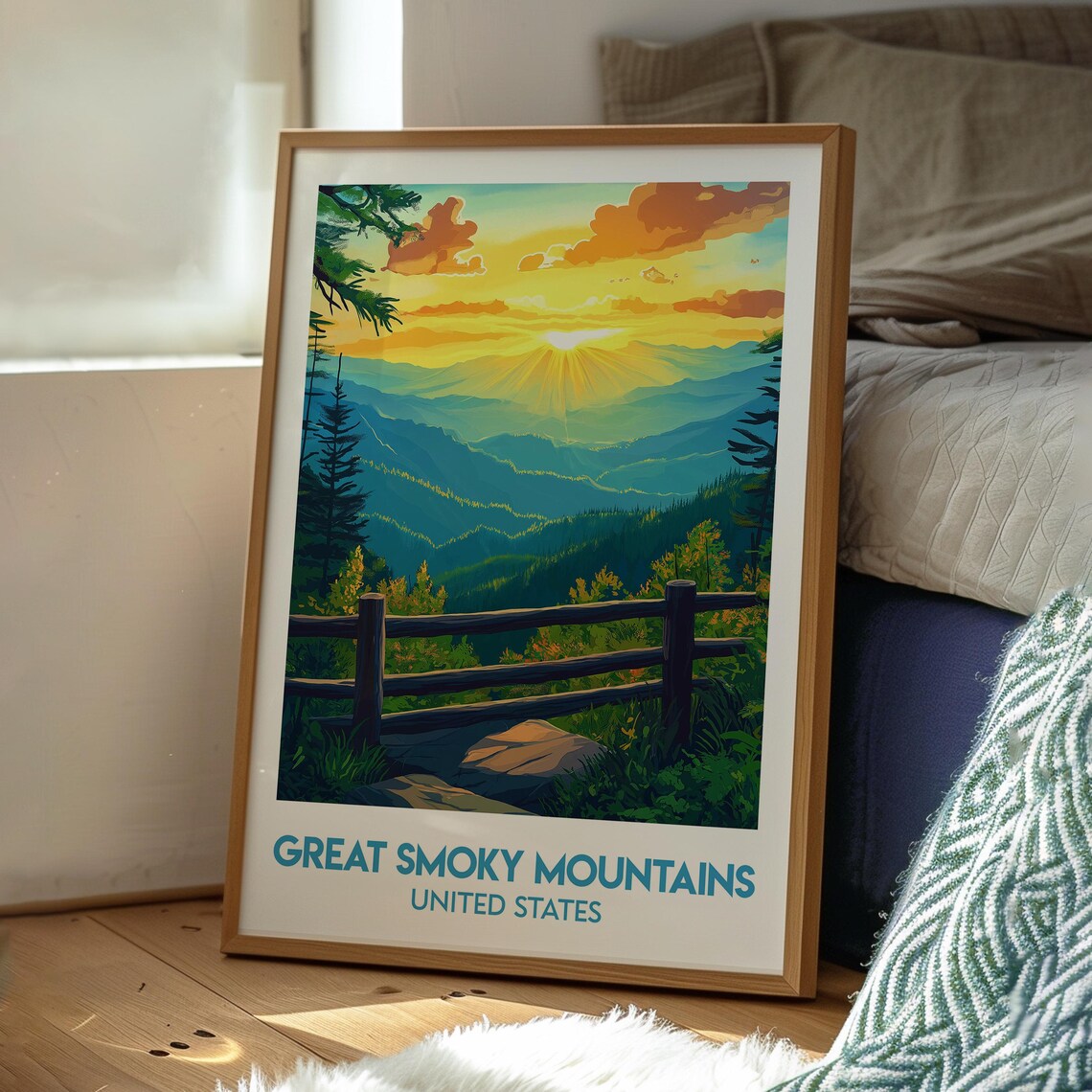 Great Smoky Mountains Sunrise Overlook Valley Morning View Poster - Image 3