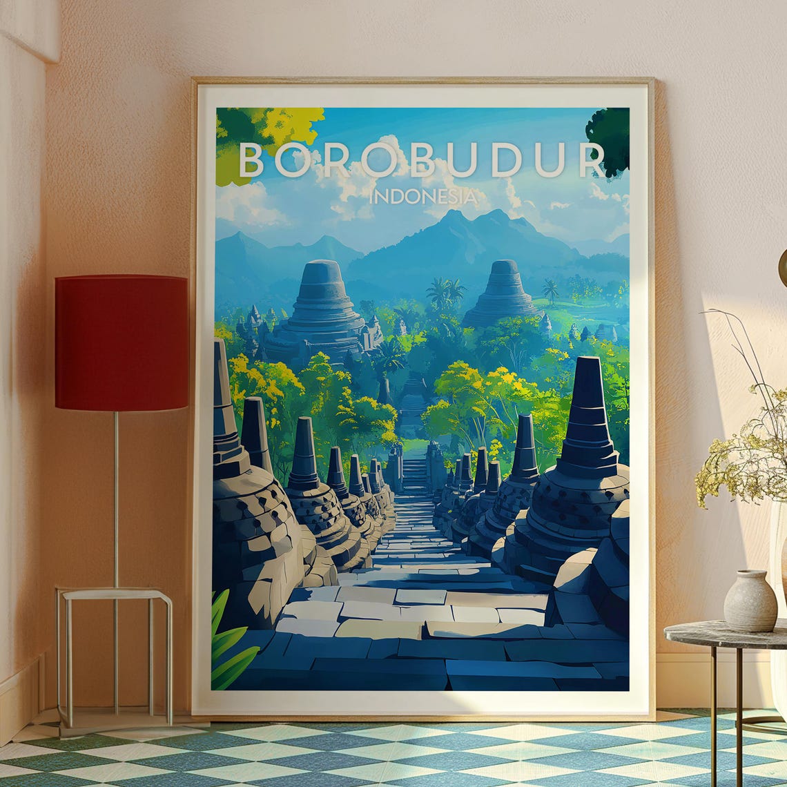 Borobudur Travel Print Indonesia Wall Art Temple Poster Backpacking Gift For Traveller - Image 2