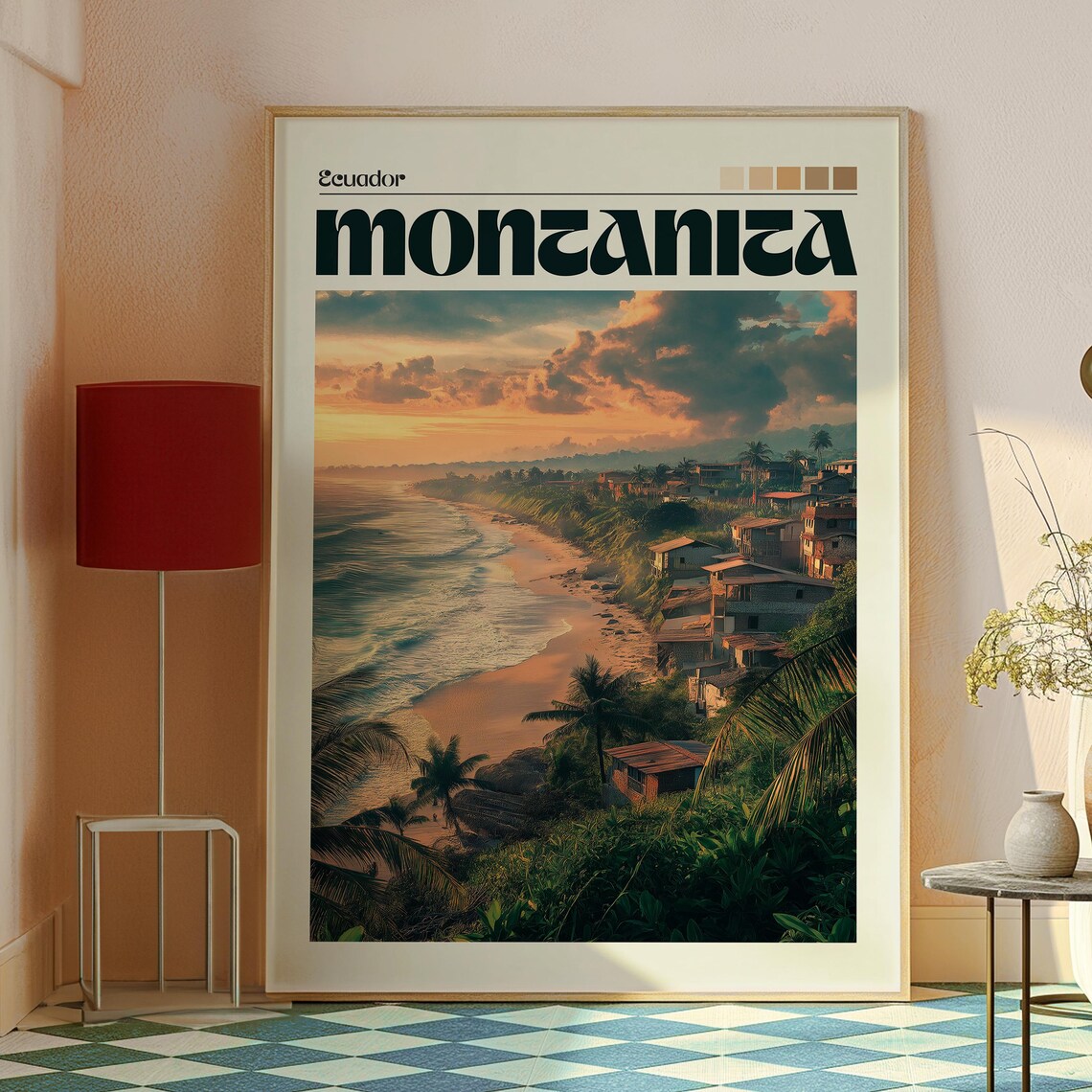 Montanita Ecuador Tropical Beach Town Sunset Coast Surf Poster - Image 2