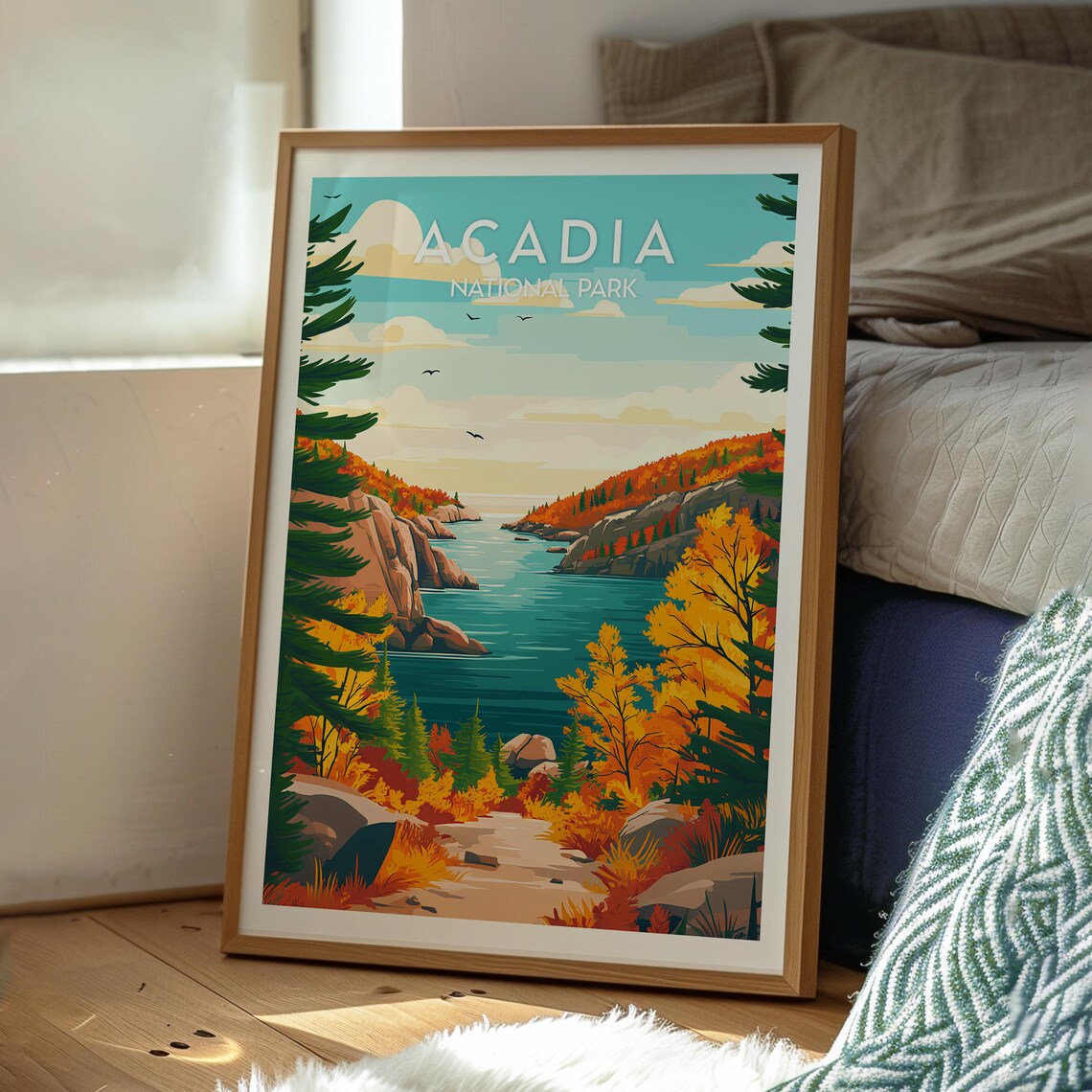 Acadia National Park Autumn Coast Maine Fall Foliage Travel Poster - Image 3