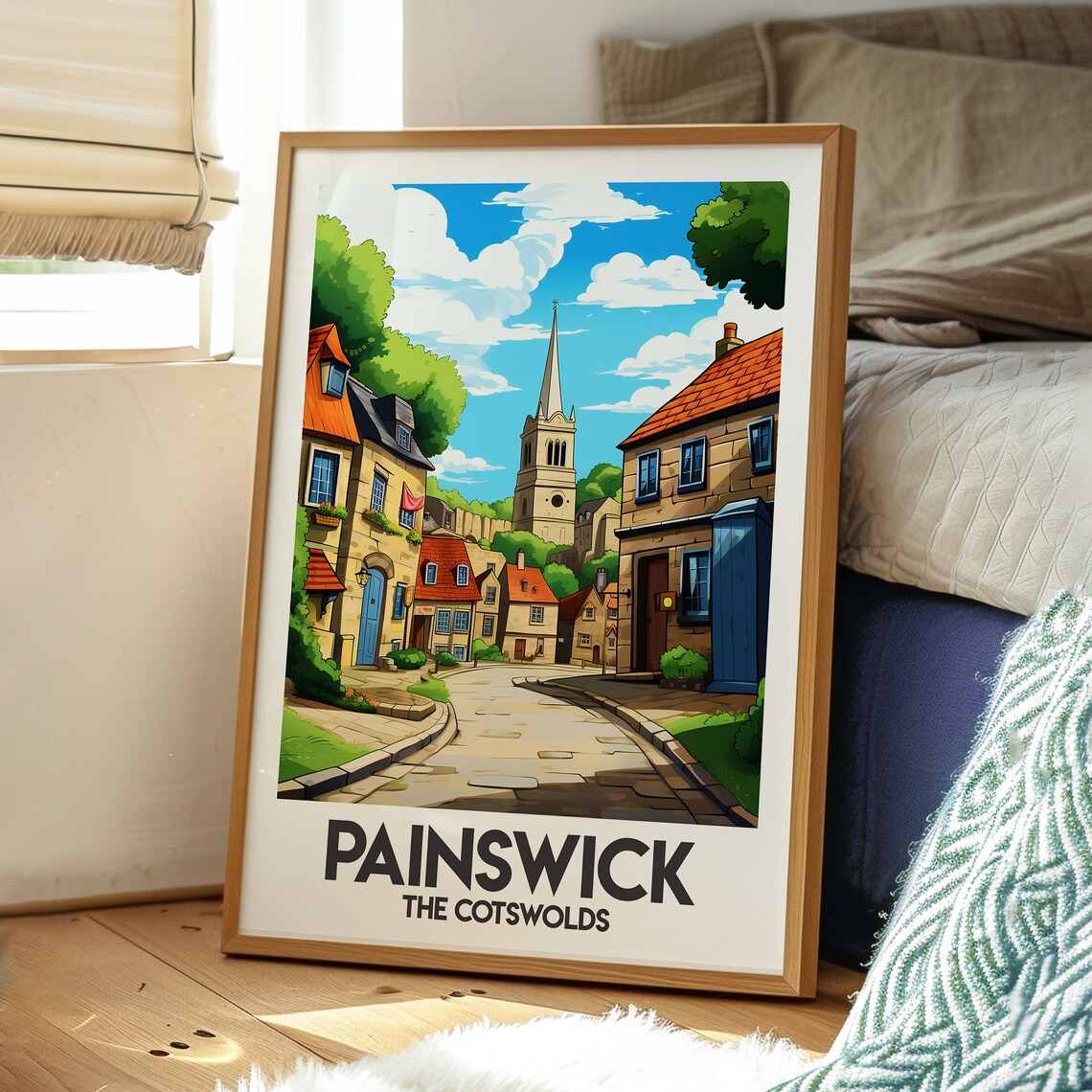 Painswick Cotswolds Stone Village Church Spire England Travel Poster - Image 3