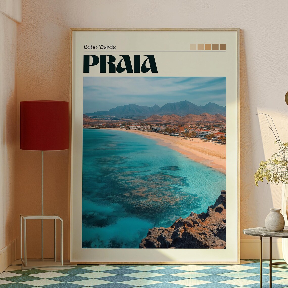 Praia Cabo Verde Turquoise Beach Coastline Retro Travel Poster - Image 2
