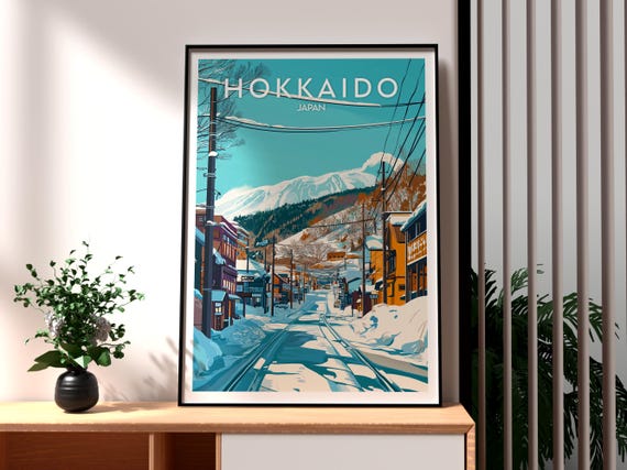 Hokkaido Print Japan Wall Art Skiing Poster Travel North Island