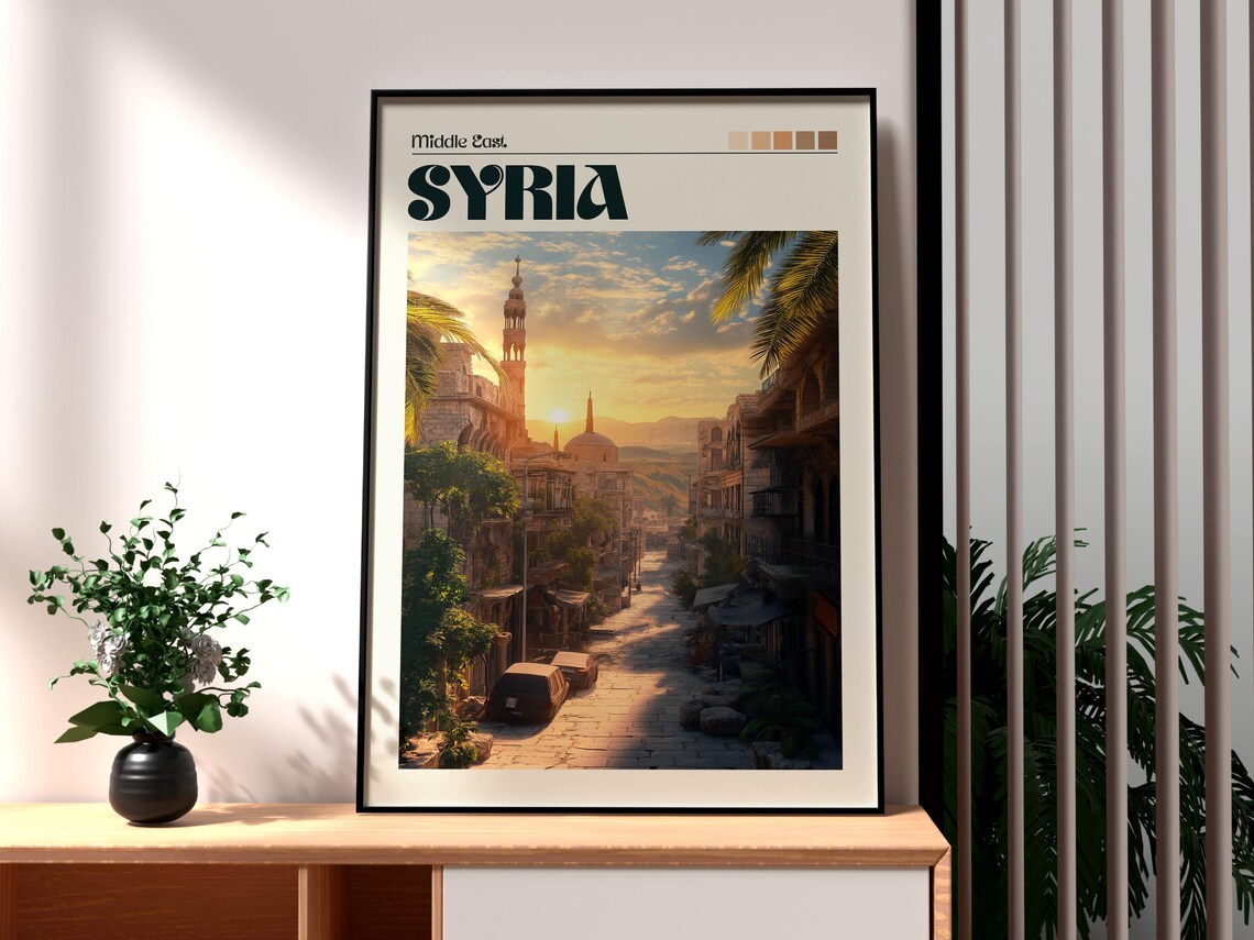 Syria Middle East Old City Sunset Street Vintage Travel Poster