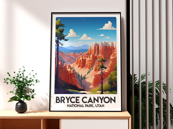Bryce Canyon Utah National Park Hoodoos Illustrated Travel Poster