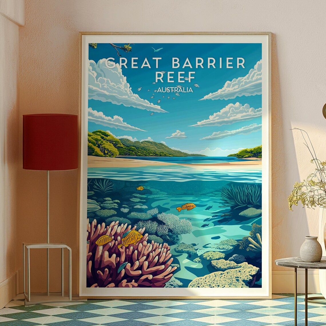 Great Barrier Reef Australia Coral Fish Island Vintage Travel Poster - Image 2