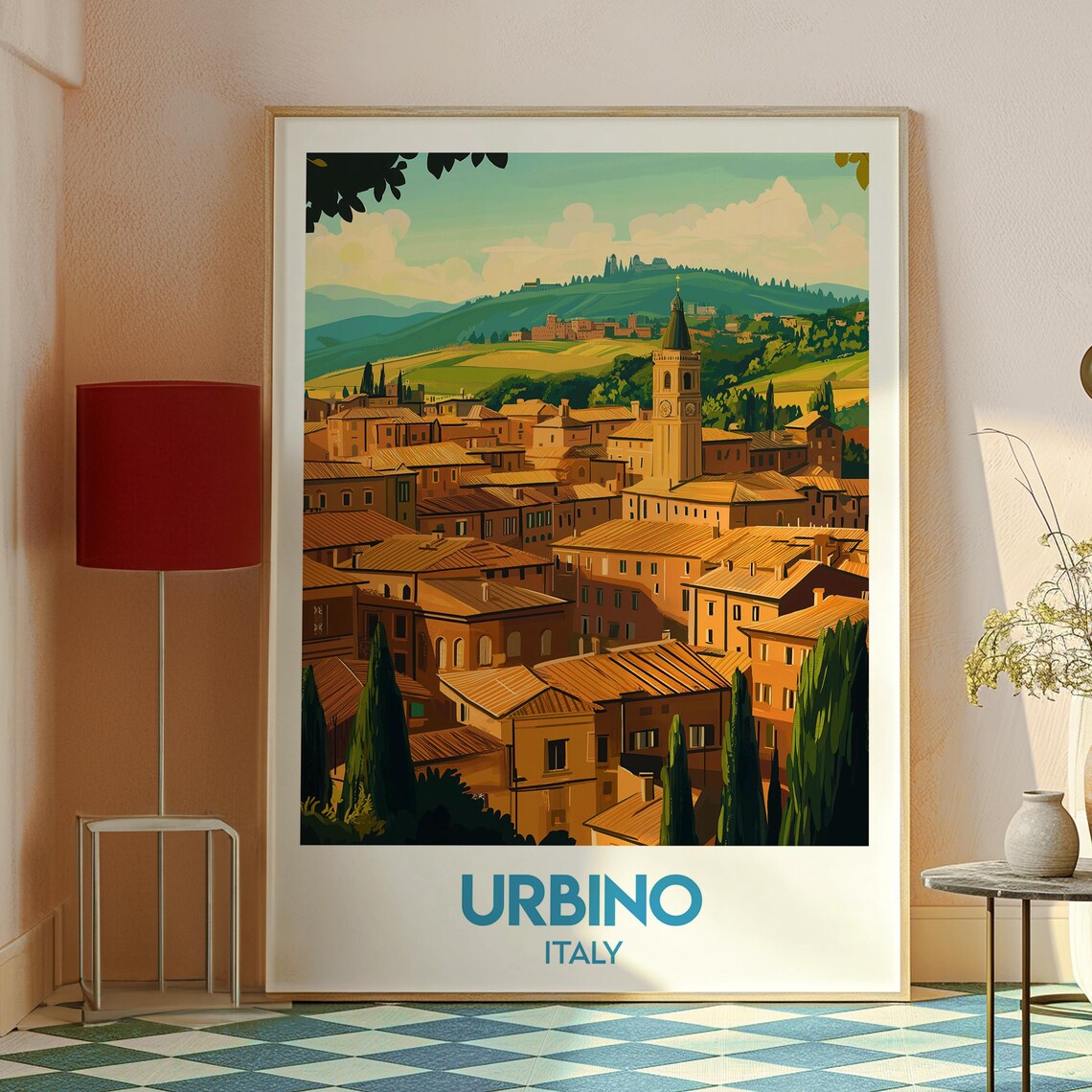Urbino Italy Renaissance Old Town Rooftops Italy Travel Poster - Image 2