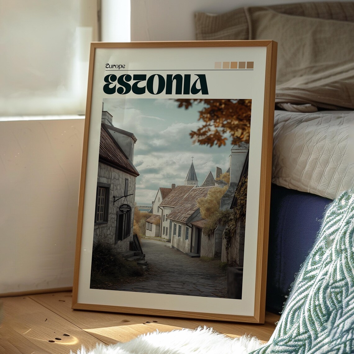 Estonia Europe Old Town Cobblestone Street Charming Travel Poster - Image 3
