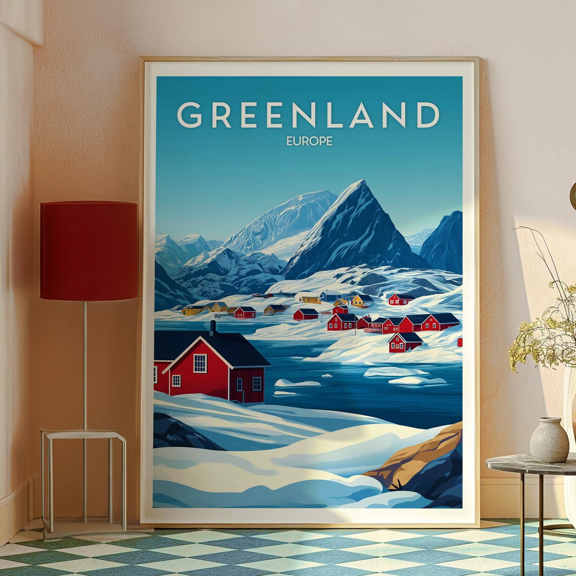 Greenland Europe Arctic Snow Village Mountains Winter Travel Poster - Image 2