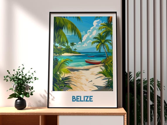 Belize Travel Poster, Coast and Barrier Reef
