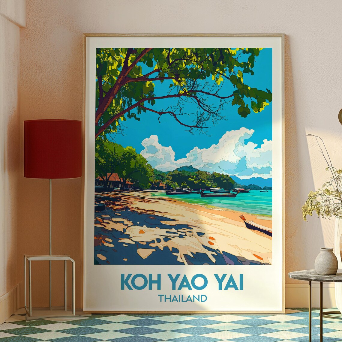 Koh Yao Yai Thailand Sandy Beach Boats Tropical Travel Poster - Image 2