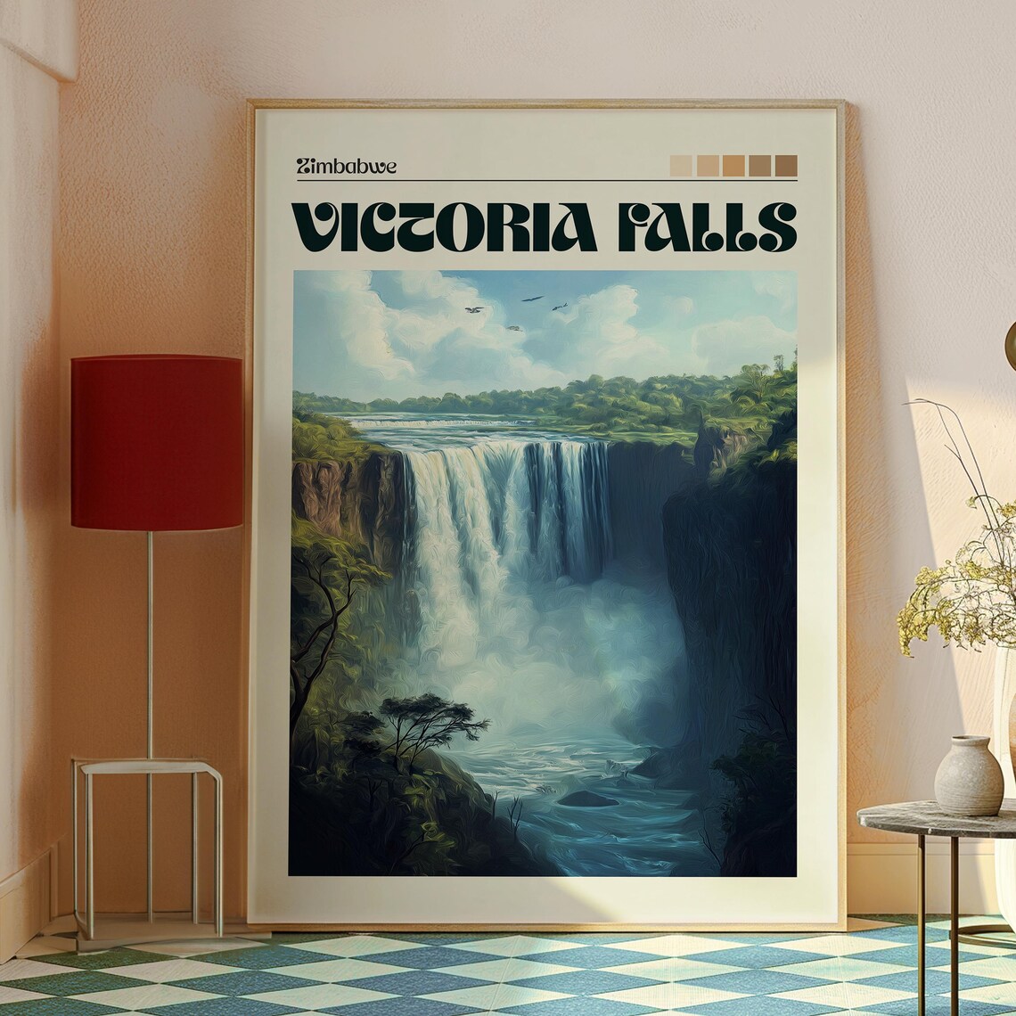 Victoria Falls Zimbabwe Waterfall Gorge Mist Nature View Art Poster - Image 2