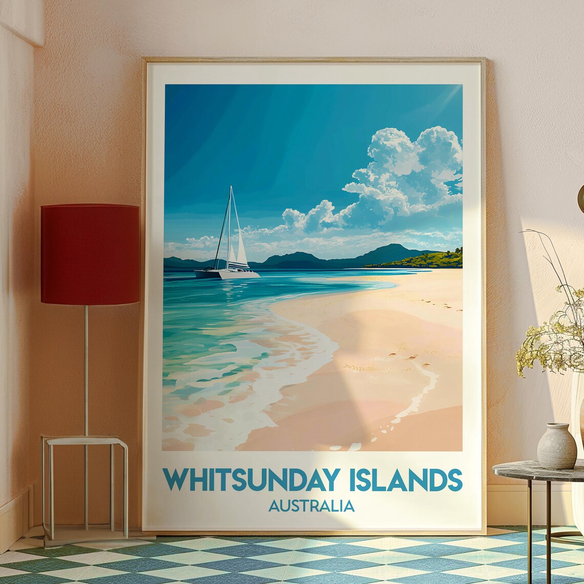 Whitsunday Islands Australia White Sailboat Beach Travel Poster - Image 2