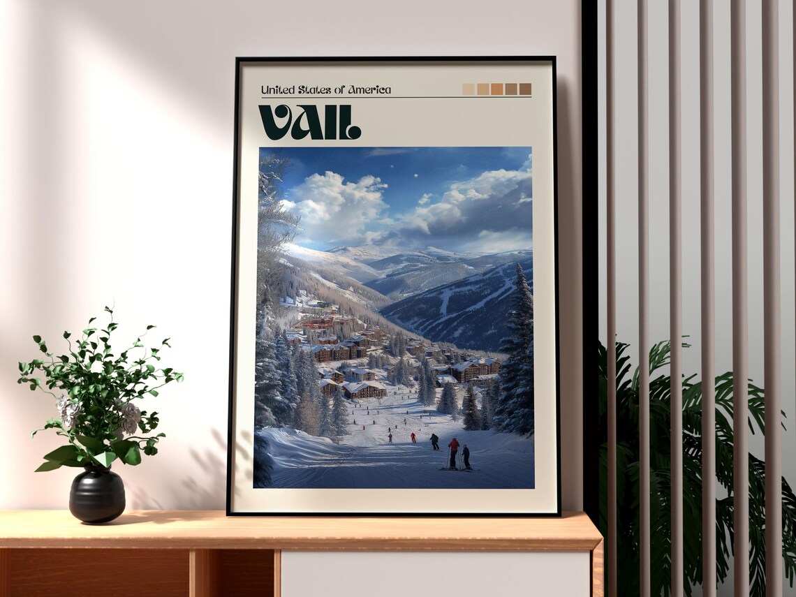 Vail Colorado Ski Resort Slopes Village Snowy Mountain Art Poster