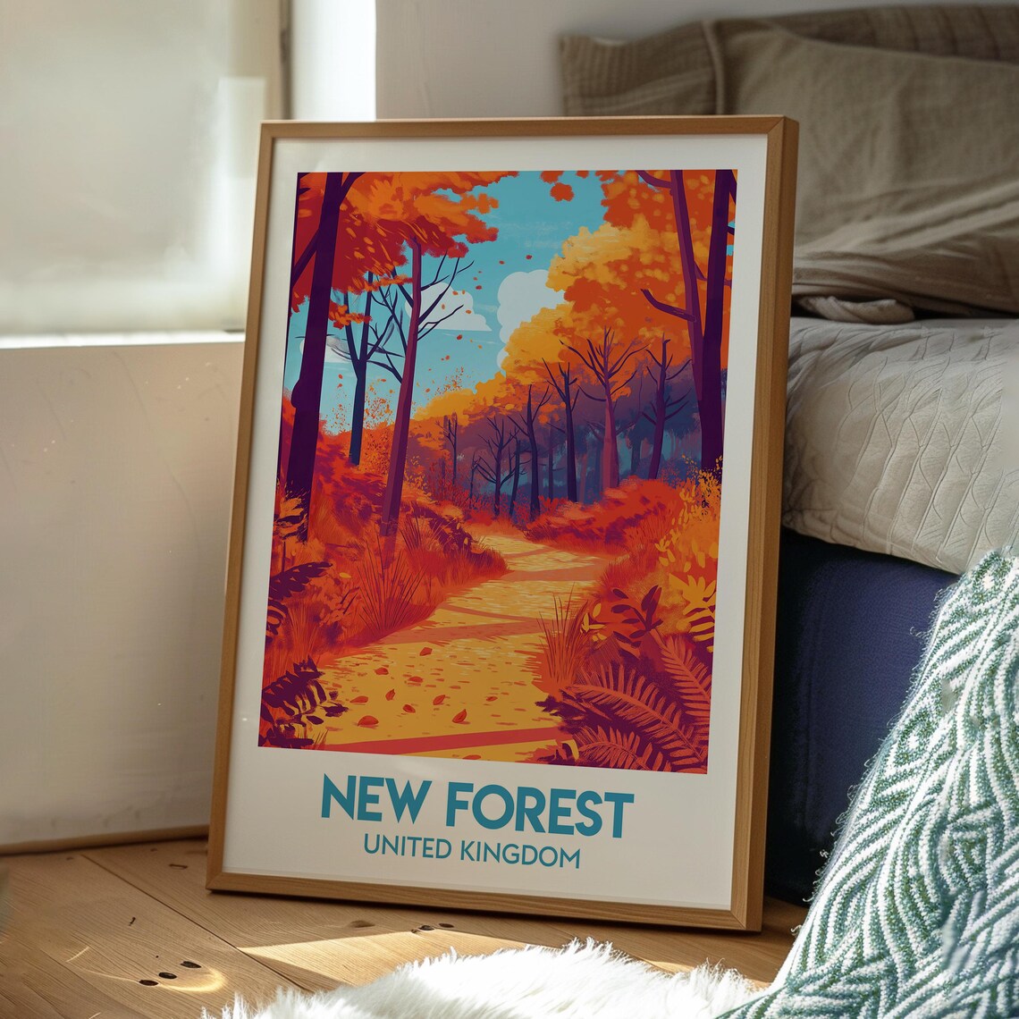 New Forest United Kingdom Autumn Woodland Path Foliage Poster - Image 3