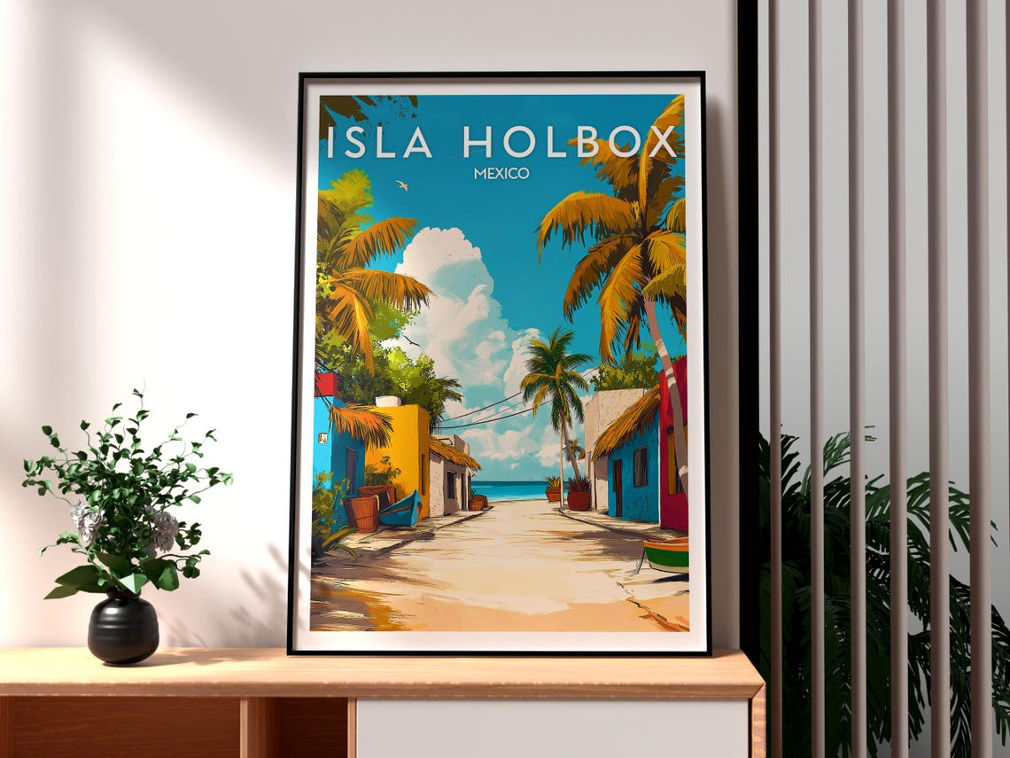 Isla Holbox Travel Poster, Mexico Island Wall Art