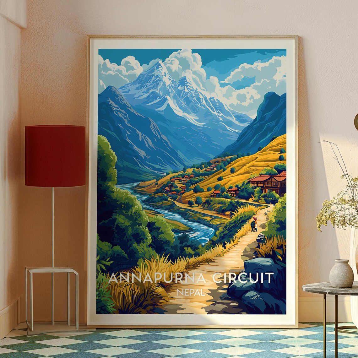 Annapurna Circuit Nepal Trekking Trail Mountain Travel Poster - Image 2