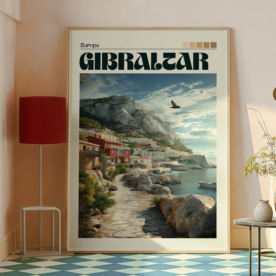 Gibraltar Europe The Rock Coastal Town Bay Path Travel Poster - Image 2