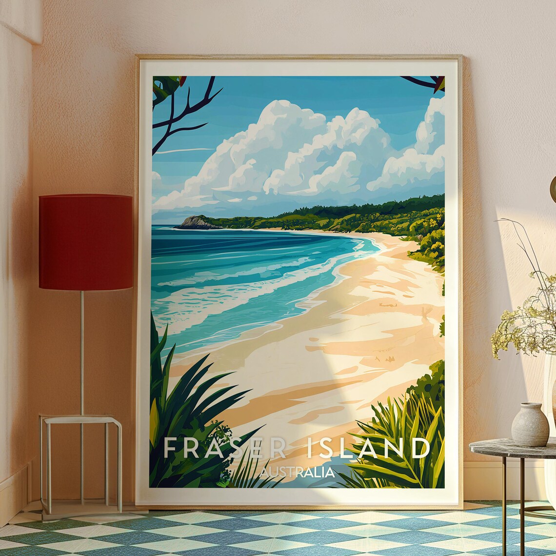 Fraser Island Australia Sandy Beach Ocean Coast Travel Art Poster - Image 2