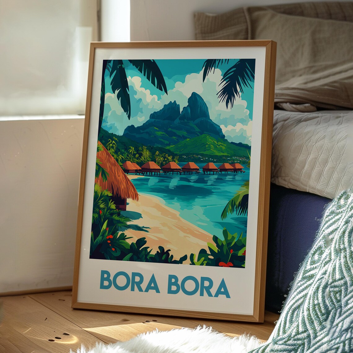 Bora Bora French Polynesia Overwater Bungalows Travel Poster - Image 3