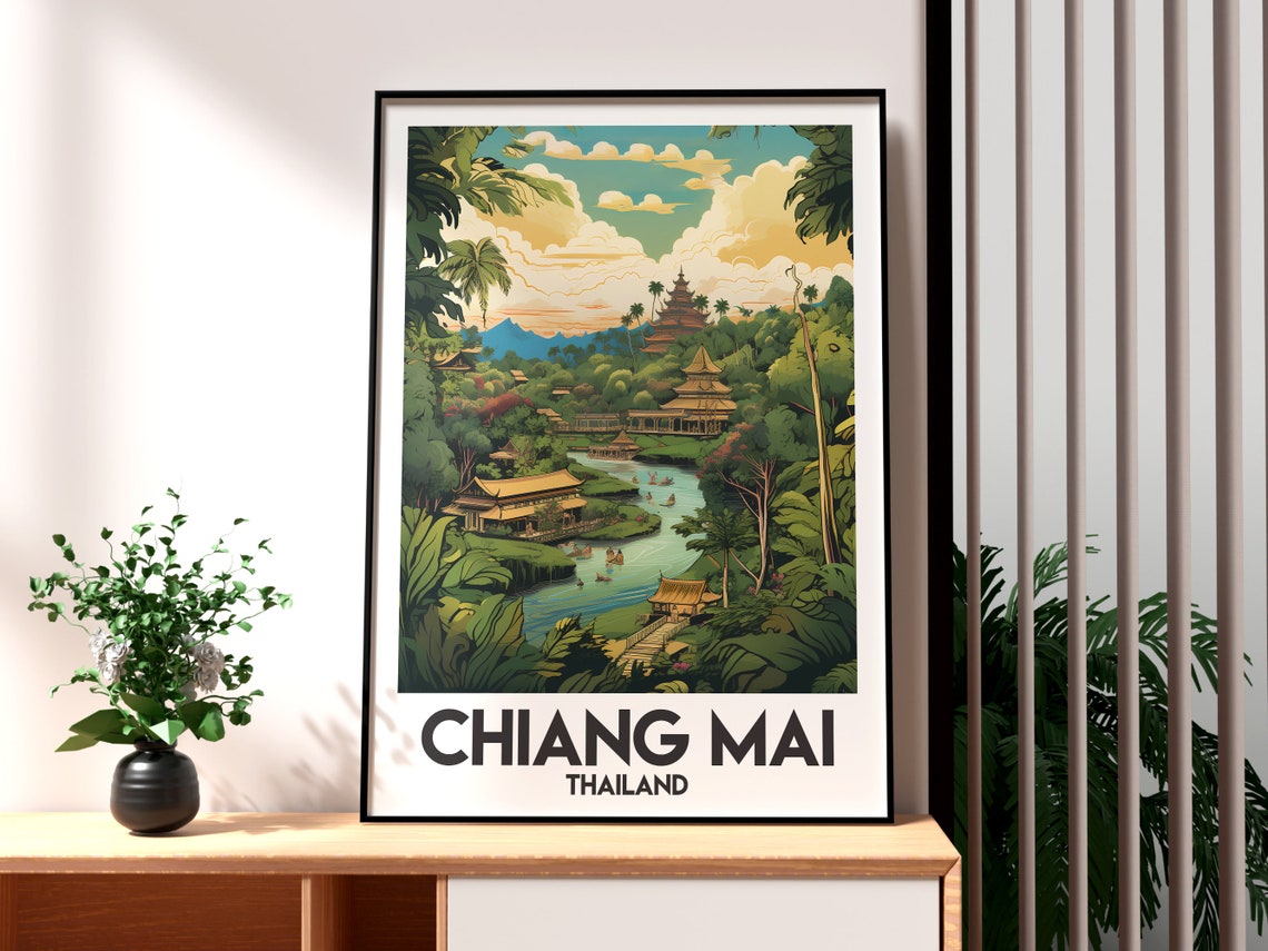 Chiang Mai Print Thailand Wall Art Travel The Mountain Poster Backpacking Gift For Traveller