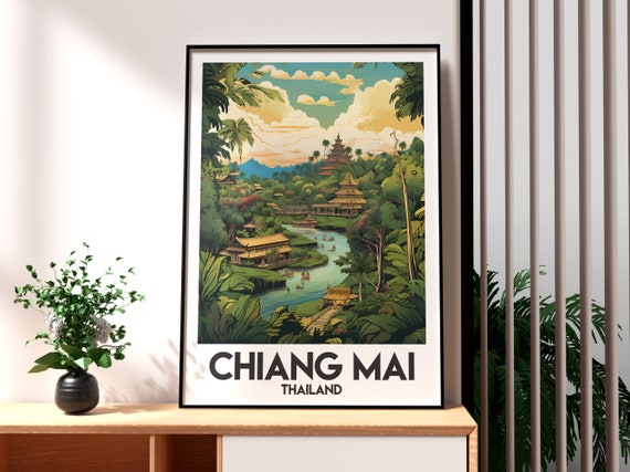 Chiang Mai Print Thailand Wall Art Travel The Mountain Poster Backpacking Gift For Traveller