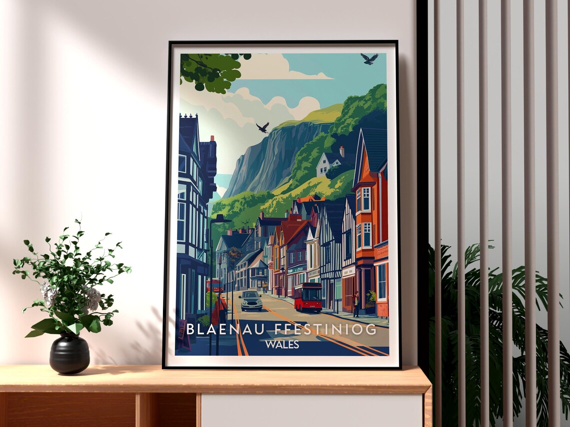 Blaenau Ffestiniog Wales Mountain Town Vintage Travel Poster - Image 3