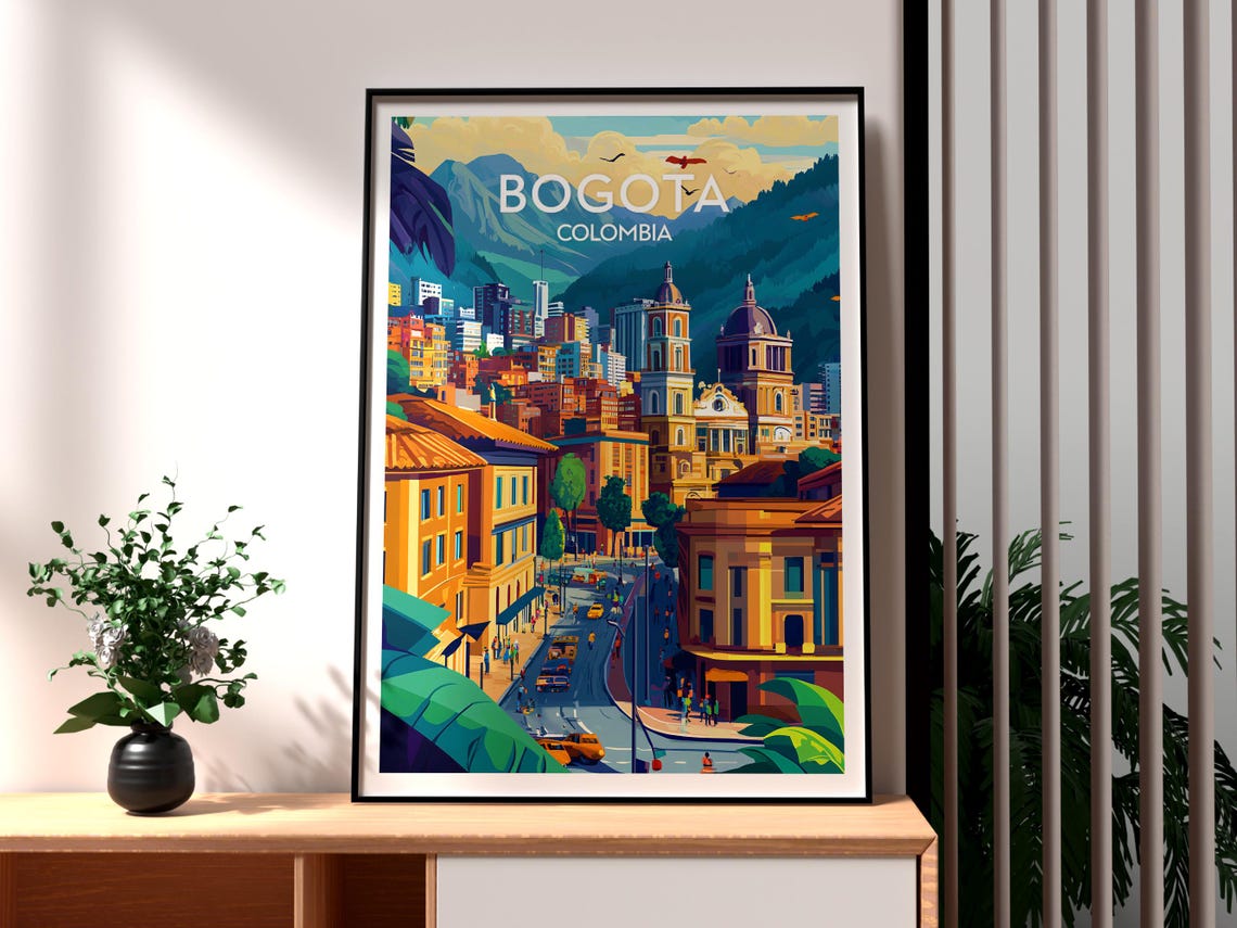 Bogota Travel Poster, Colombia Backpacking Print