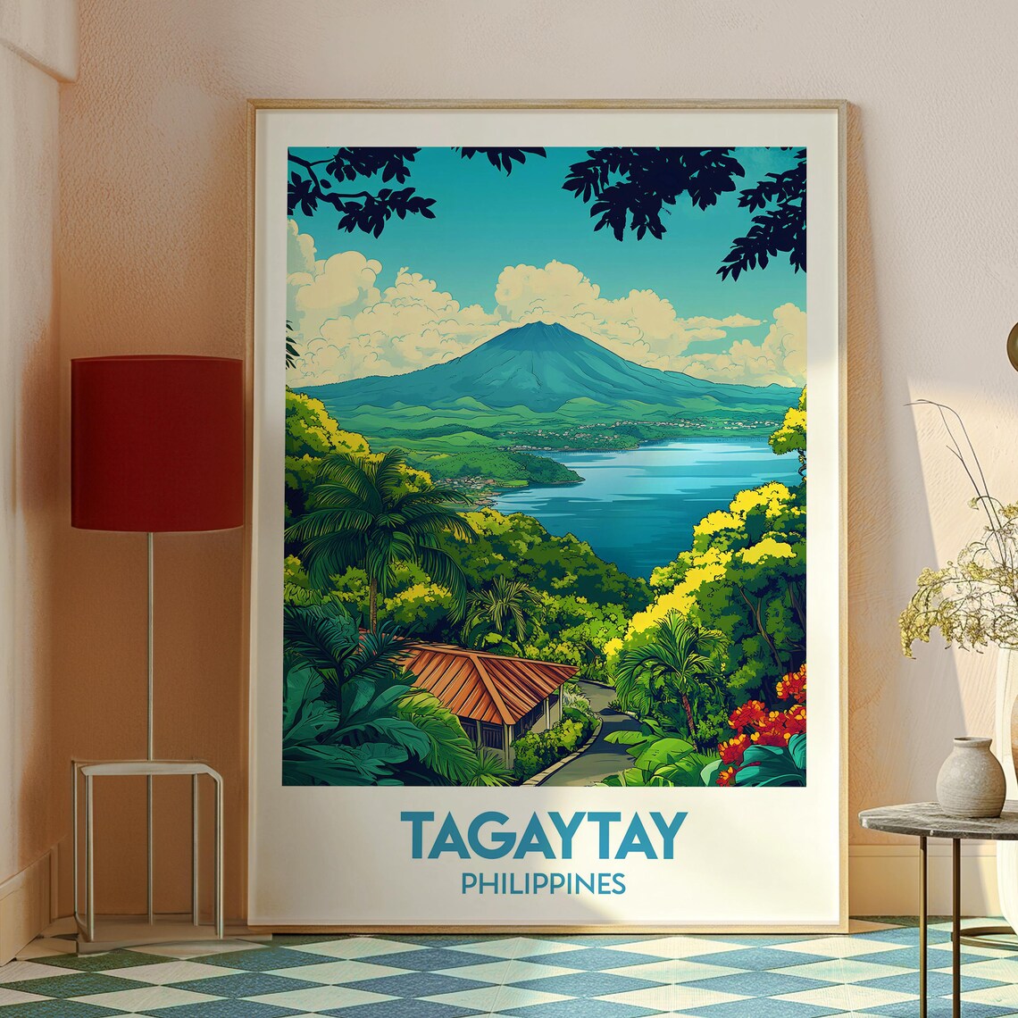 Tagaytay Philippines Volcano Lake Tropical Vista Vintage Travel Poster - Image 2