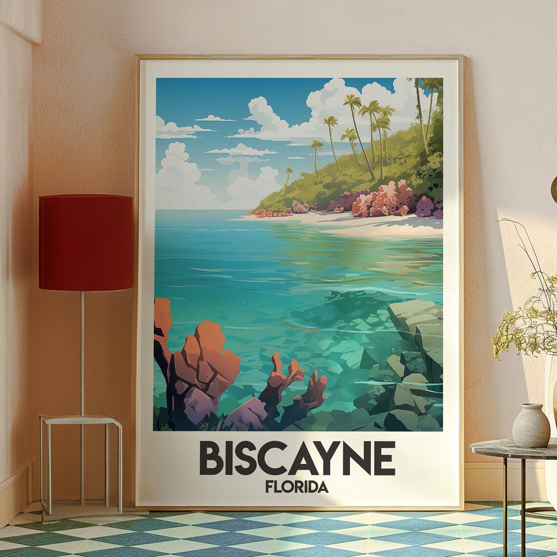 Biscayne Florida Coral Bay And Palm Coast Vintage Travel Poster - Image 2