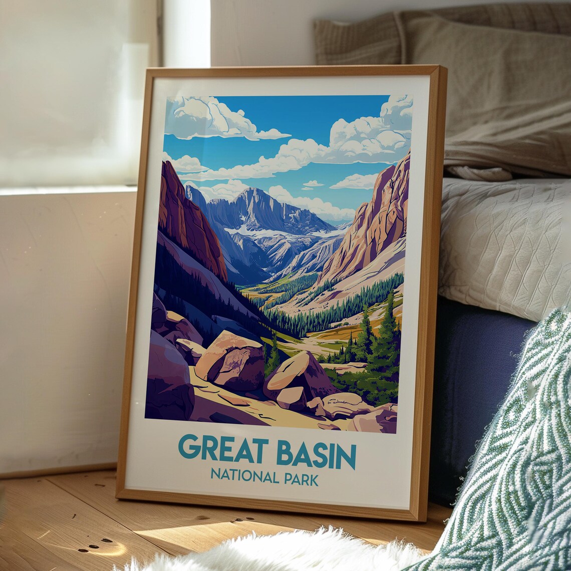 Great Basin National Park Mountain Valley Vintage Travel Poster - Image 3