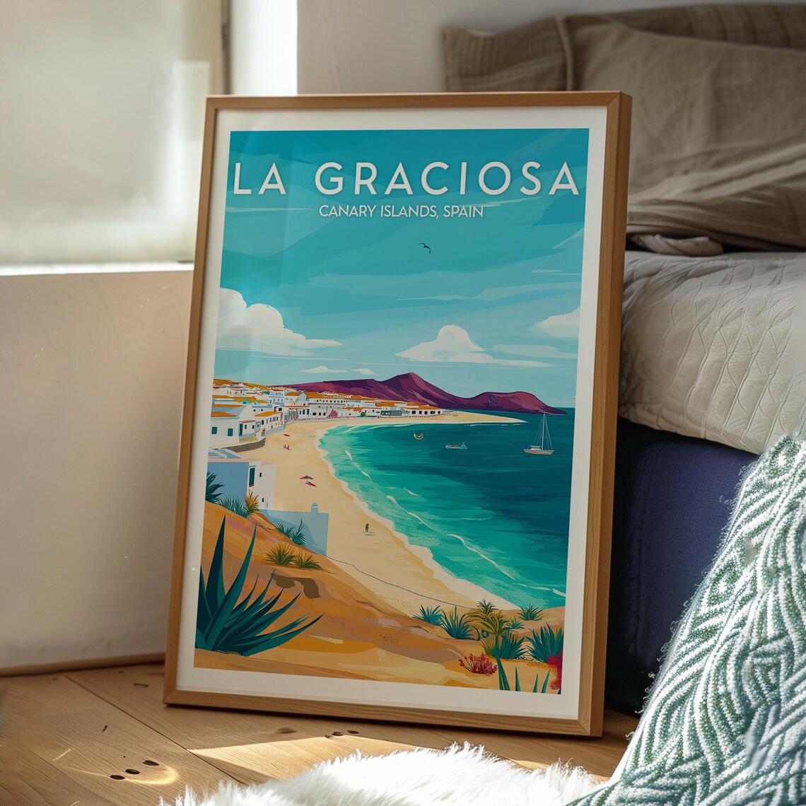 La Graciosa Canary Islands Spain Beach Coastline Travel Poster - Image 3
