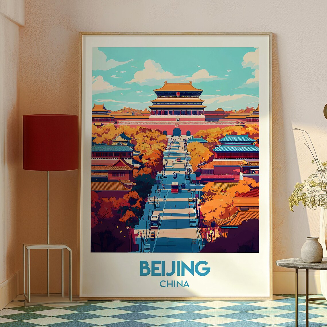 Beijing China Tiananmen Gate Imperial Palace City Travel Poster - Image 2