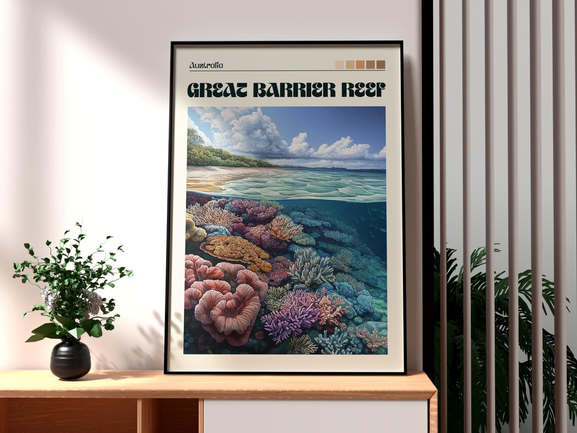 Great Barrier Reef Australia Tropical Coral Reef Island Poster