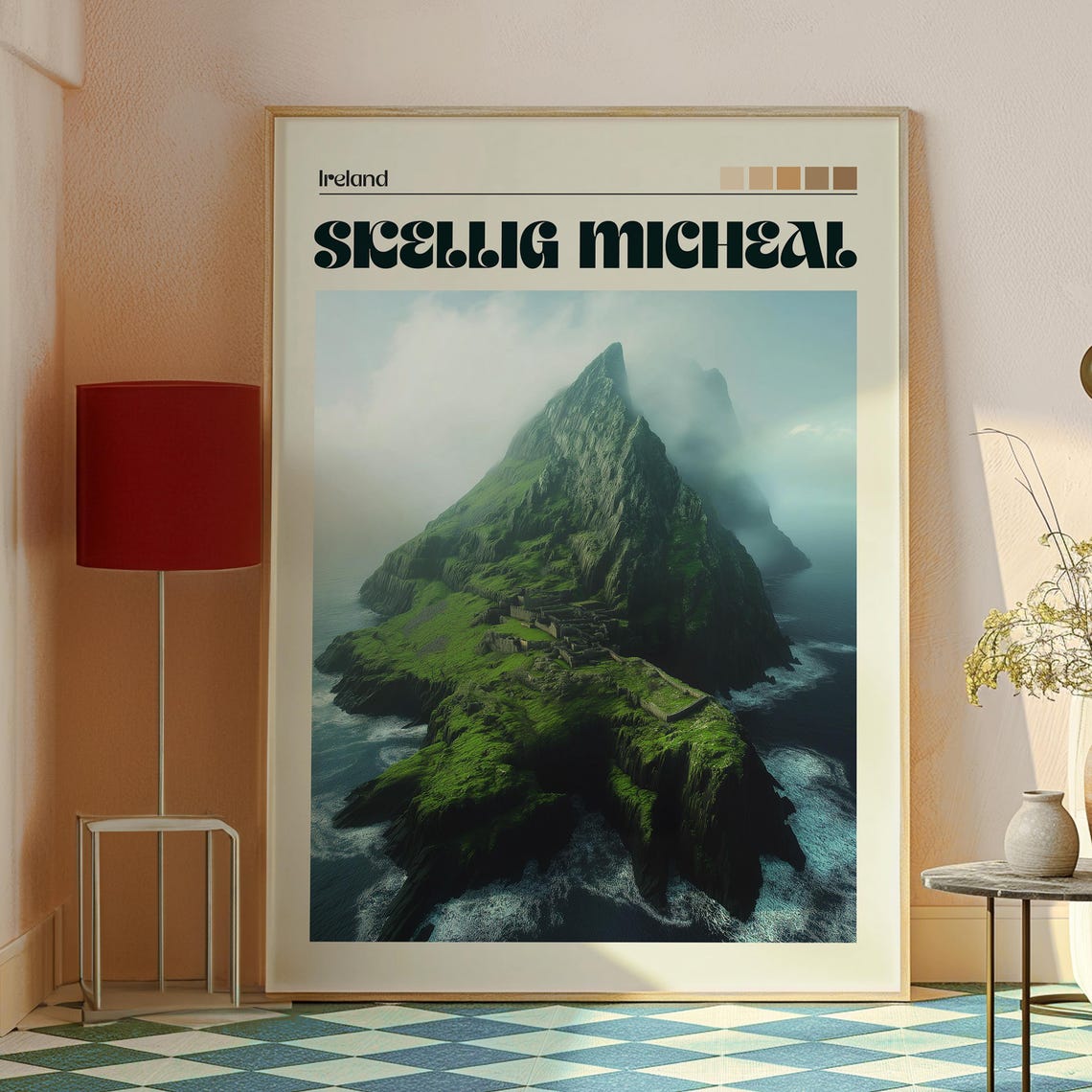 Skellig Michael Ireland Dramatic Sea Cliffs Misty Island Peak Poster - Image 2
