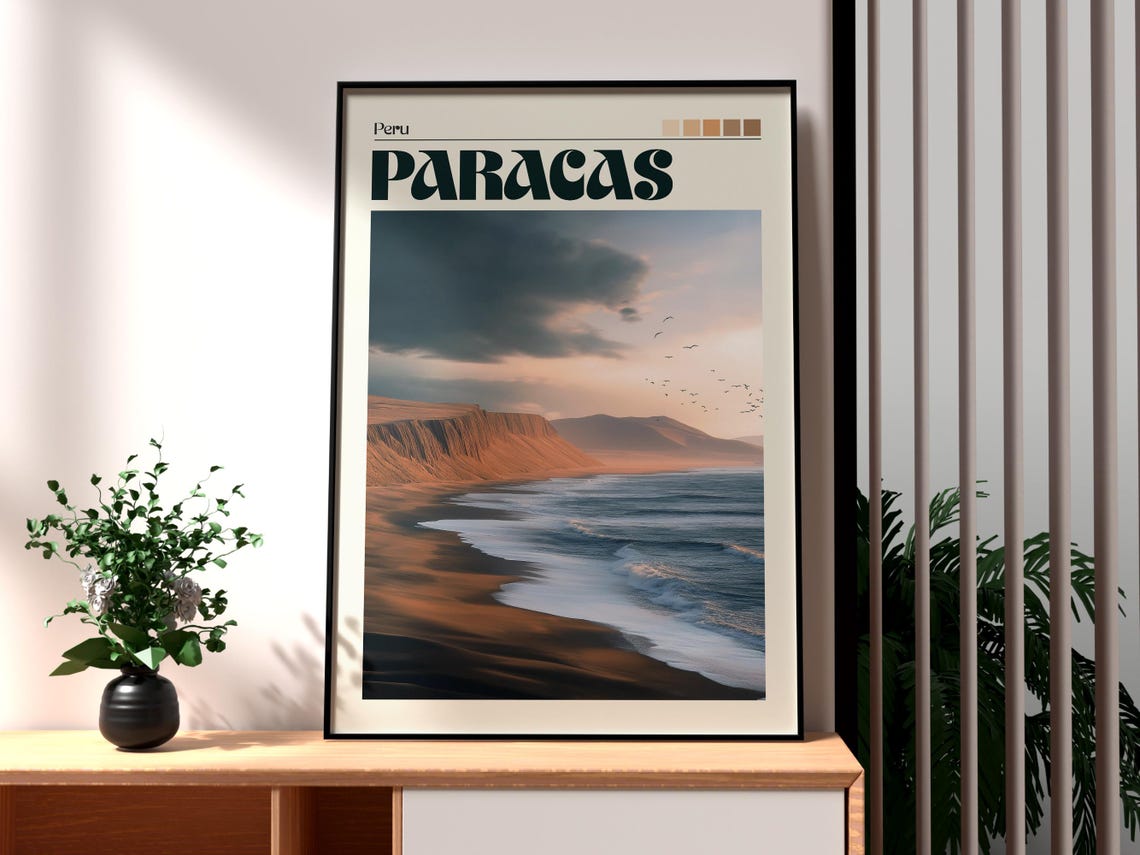 Paracas Poster Art Peru Travel Print Wall Backpacking South America
