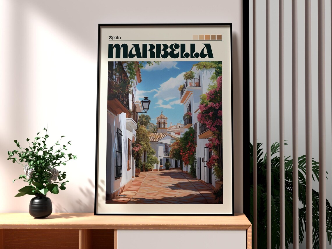 Marbella Spain Costa Del Sol Whitewashed Old Town Street Poster
