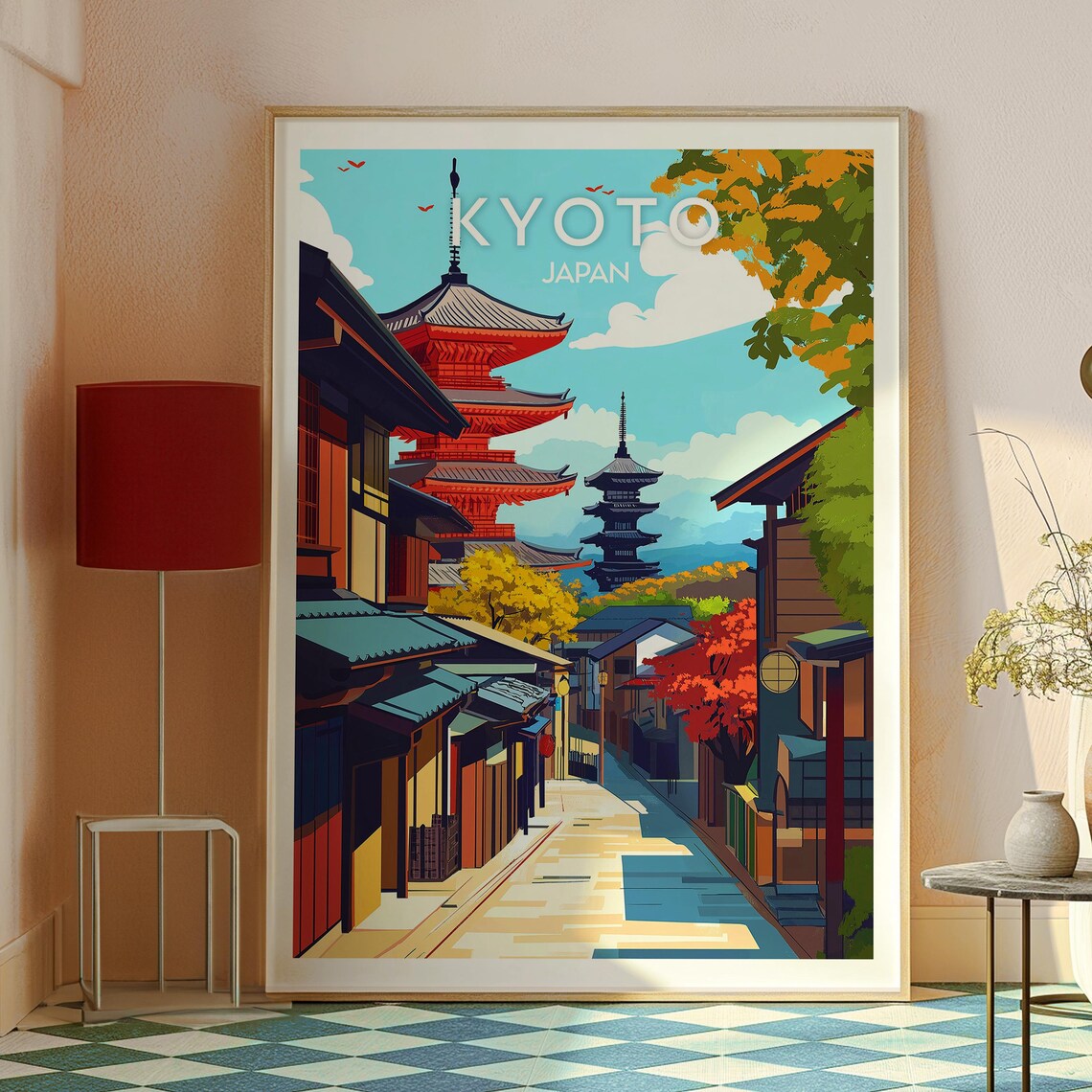 Kyoto Japan Red Pagoda Old Street Autumn Colors Travel Poster - Image 2