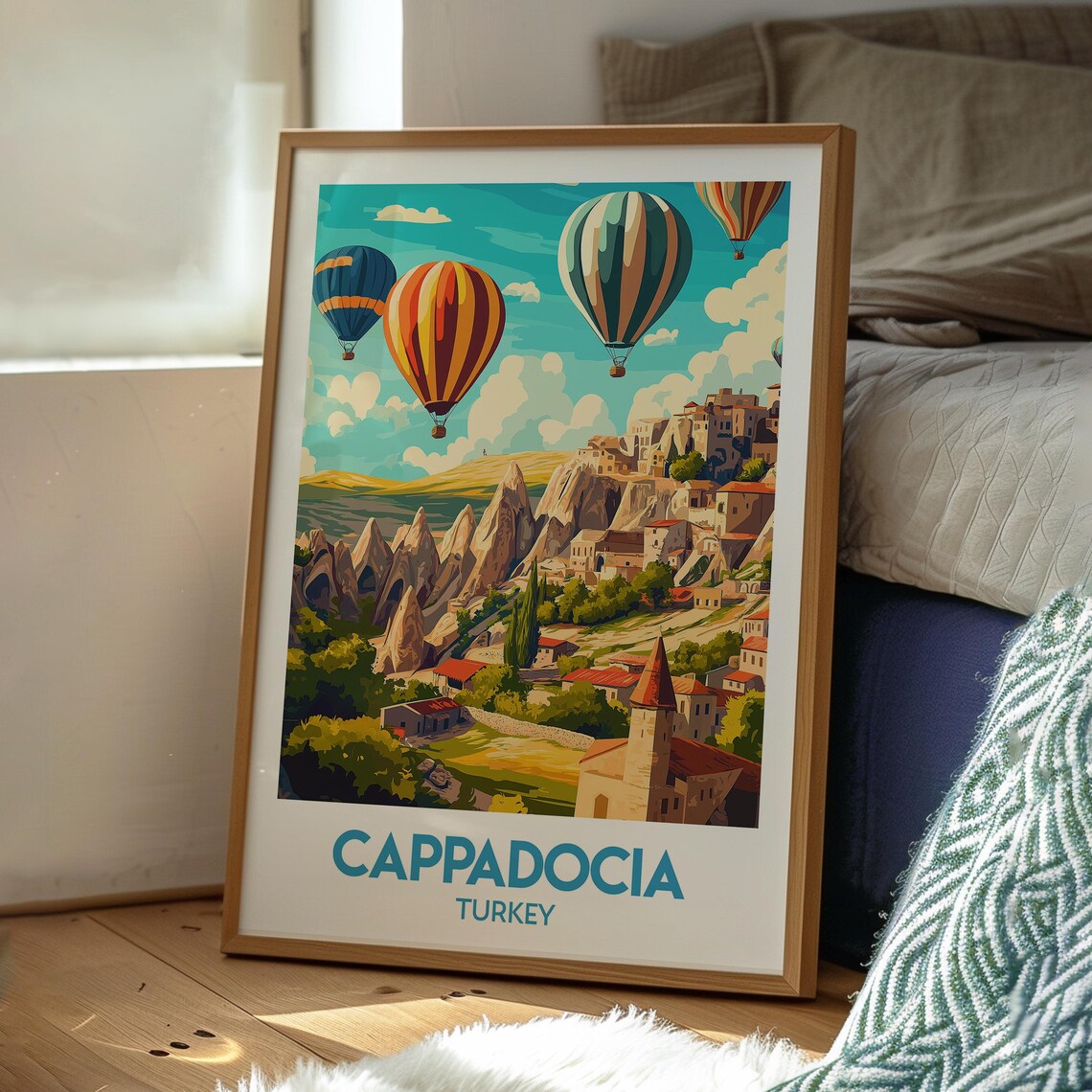 Cappadocia Turkey Balloon Valley Village Church View Travel Poster - Image 3