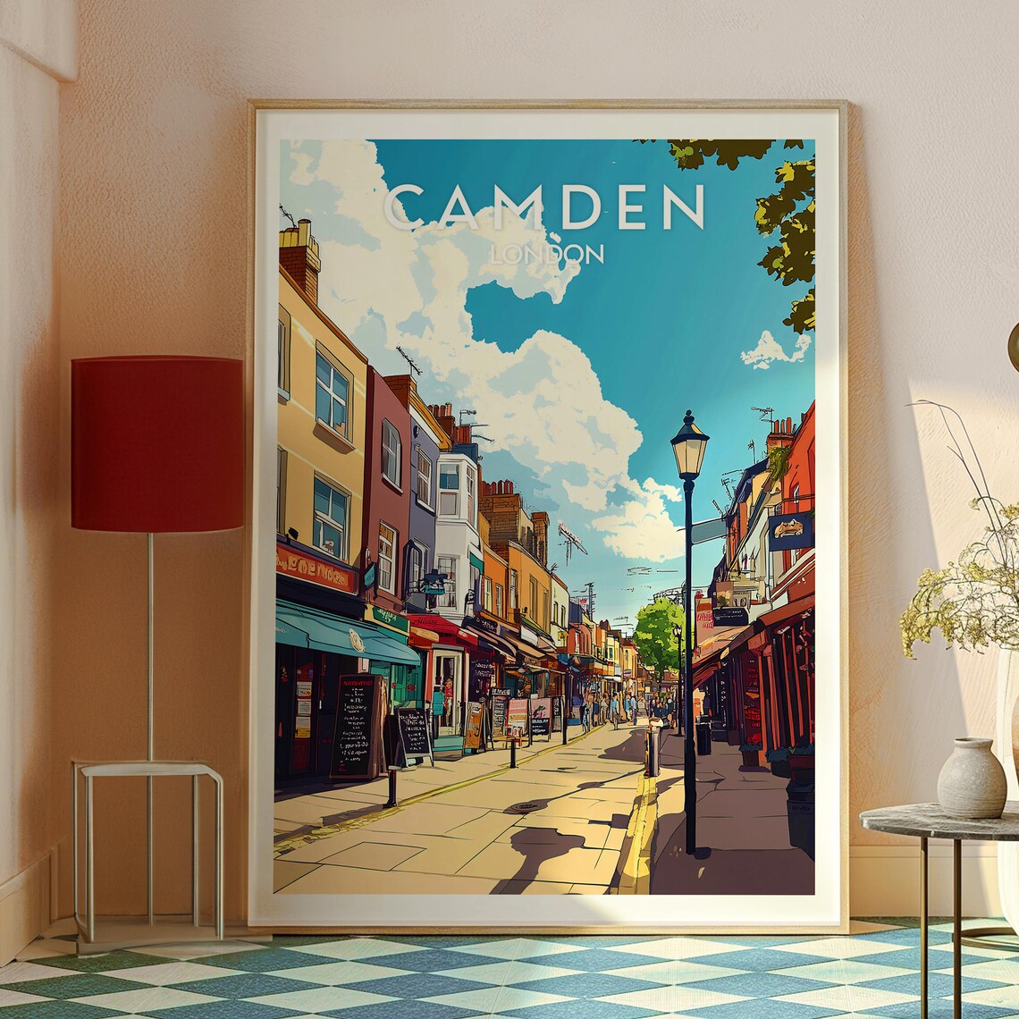 Camden London Colorful Market Street Shops Retro Travel Poster - Image 2