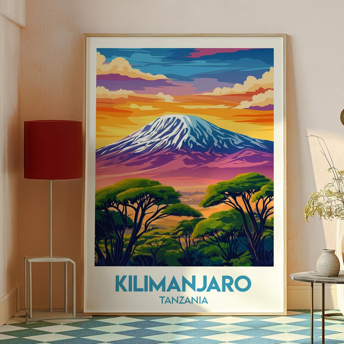 Kilimanjaro Tanzania Snow Capped Peak Safari Sunset Landscape Poster - Image 2