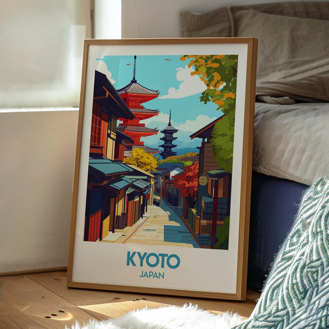 Kyoto Japan Pagoda Old Town Lantern Street Autumn Maples Travel Poster - Image 3