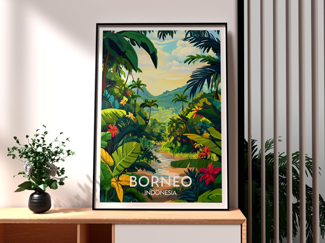 Borneo Indonesia Lush Tropical Rainforest Jungle Travel Poster