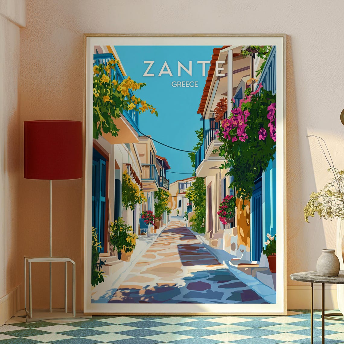 Zante Travel Poster, Greek Coastal Nightlife - Image 2