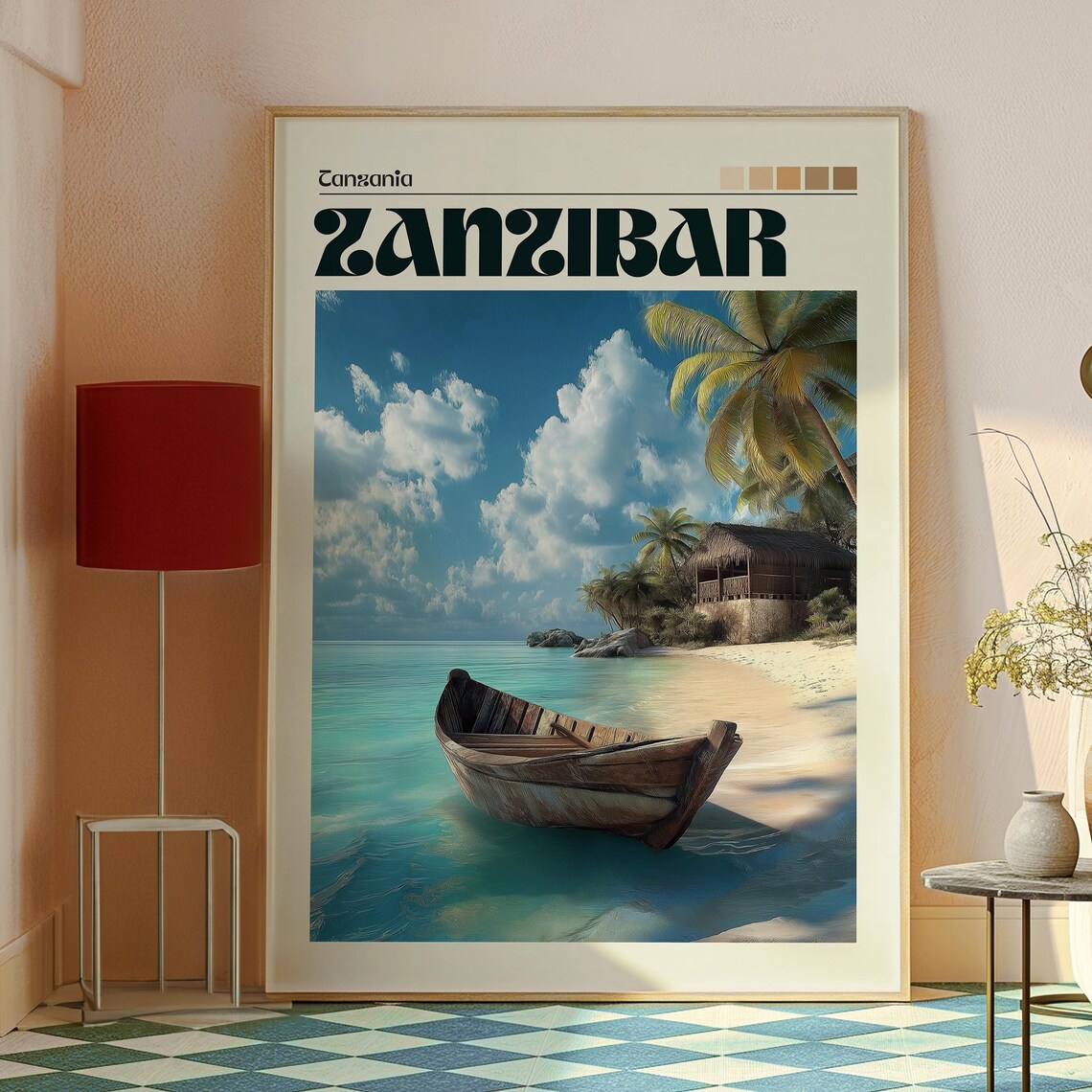 Zanzibar Tanzania Tropical Beach Wooden Boat Turquoise Sea Poster - Image 2